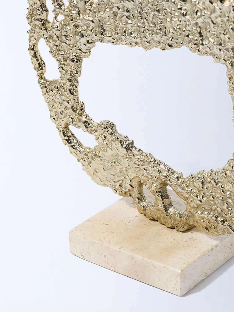 Westside Home Gold Textured Decorative Object on Stand - Image 3