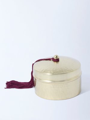 Westside Home Gold Hammered Tin Candle - Festive Season Gift