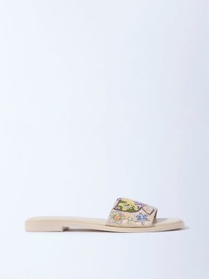 LUNA BLU Ivory Embellished Slides