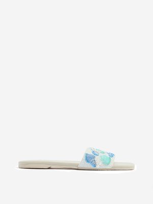 LUNA BLU Blue Embellished Slides