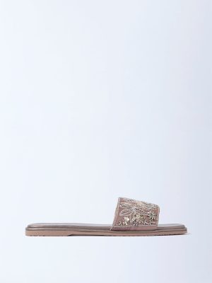 LUNA BLU Grey Sequin Embellished Slides