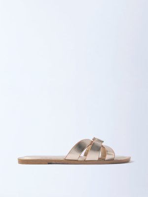 LUNA BLU Gold Multi-Strap Slides