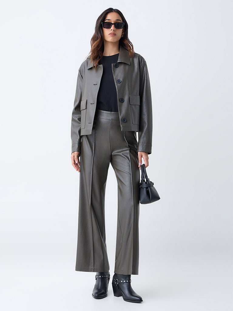 LOV Olive Faux Leather Jacket - Image 2