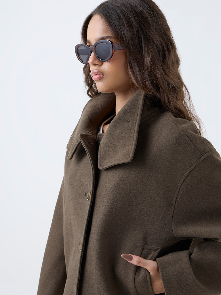 LOV Dark Olive Solid Jacket - Image 3