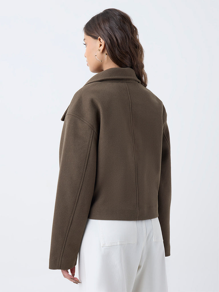 LOV Dark Olive Solid Jacket - Image 4