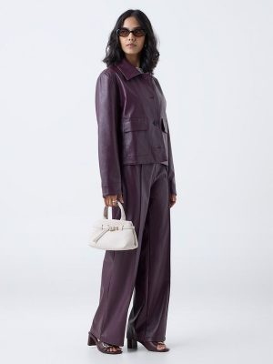 LOV Burgundy Faux Leather Jacket