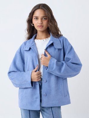 LOV Dusty Blue Suede Jacket