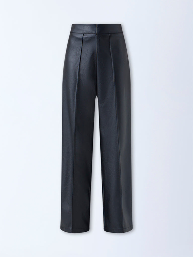 LOV Black High-Rise Faux Leather Pants - Image 5