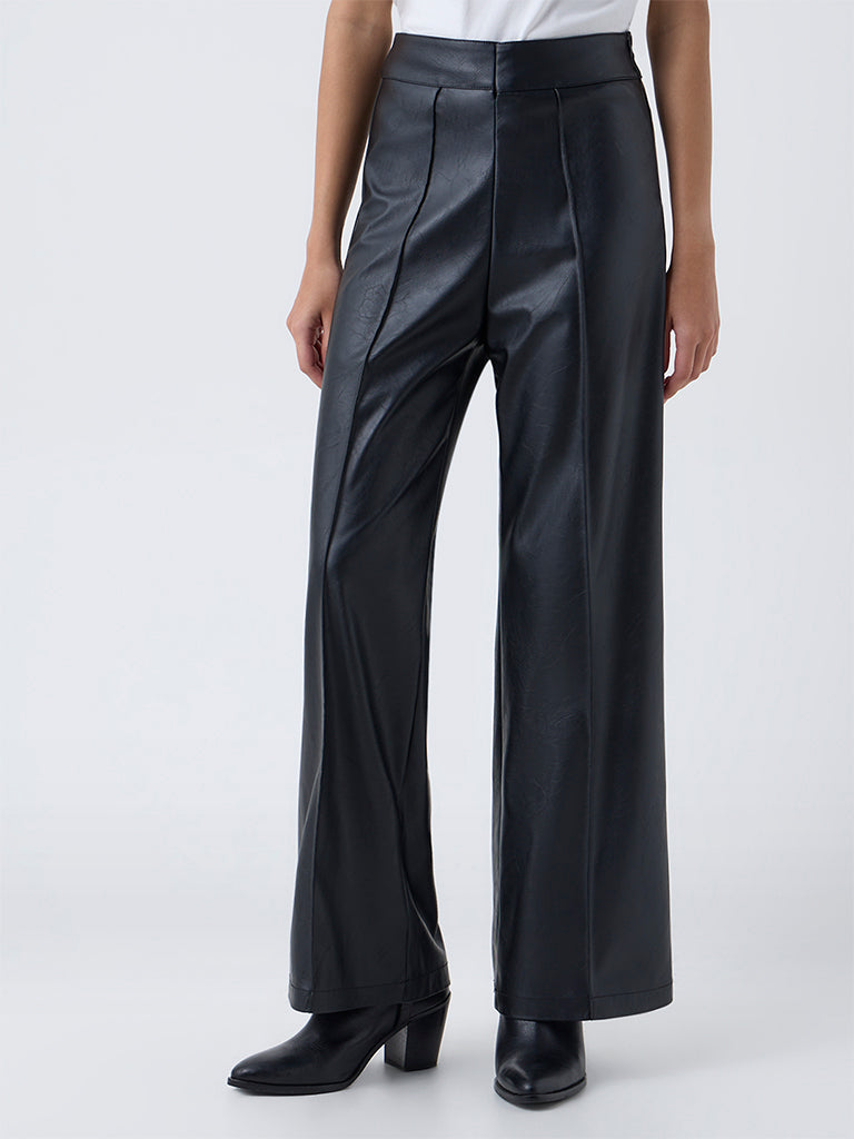 LOV Black High-Rise Faux Leather Pants - Image 2