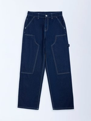 Y&F Kids Indigo Relaxed-Fit Mid-Rise Jeans