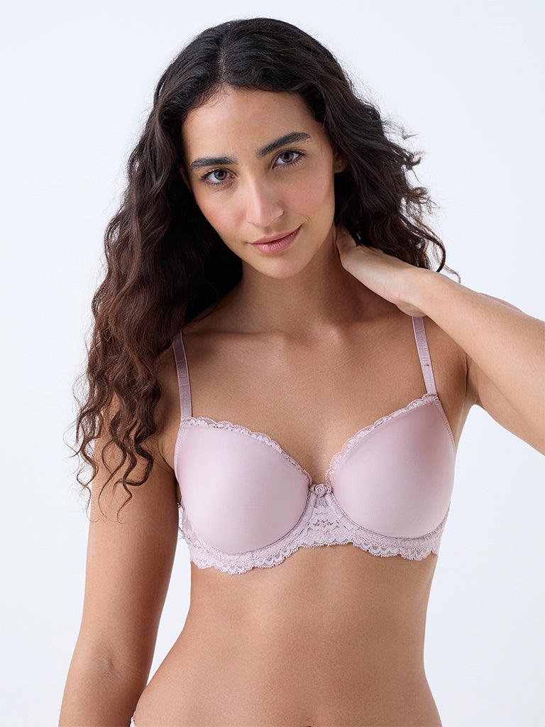 Wunderlove Lilac Lace Design Underwired Bra - Image 2