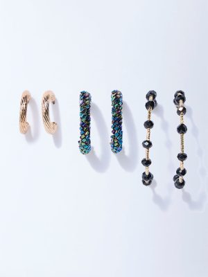 Westside Accessories Multicolour Beaded Hoop Earrings Set - Pack of 3