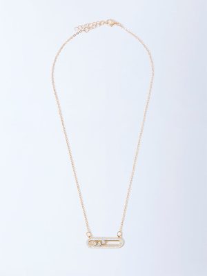 Westside Accessories Gold Stone Detailed Pendant Necklace