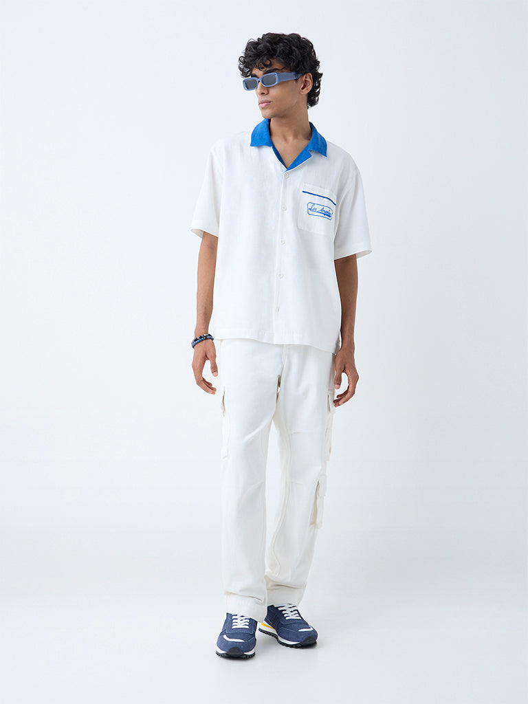 Nuon White Typographic Relaxed-Fit Shirt - Image 2