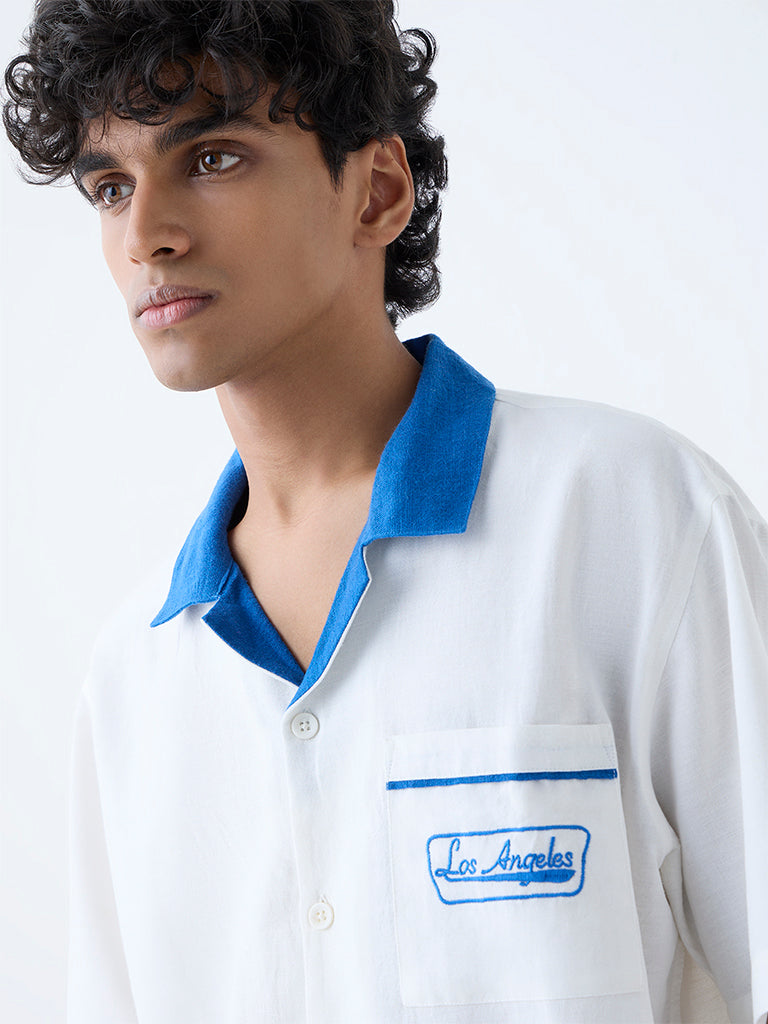 Nuon White Typographic Relaxed-Fit Shirt - Image 3