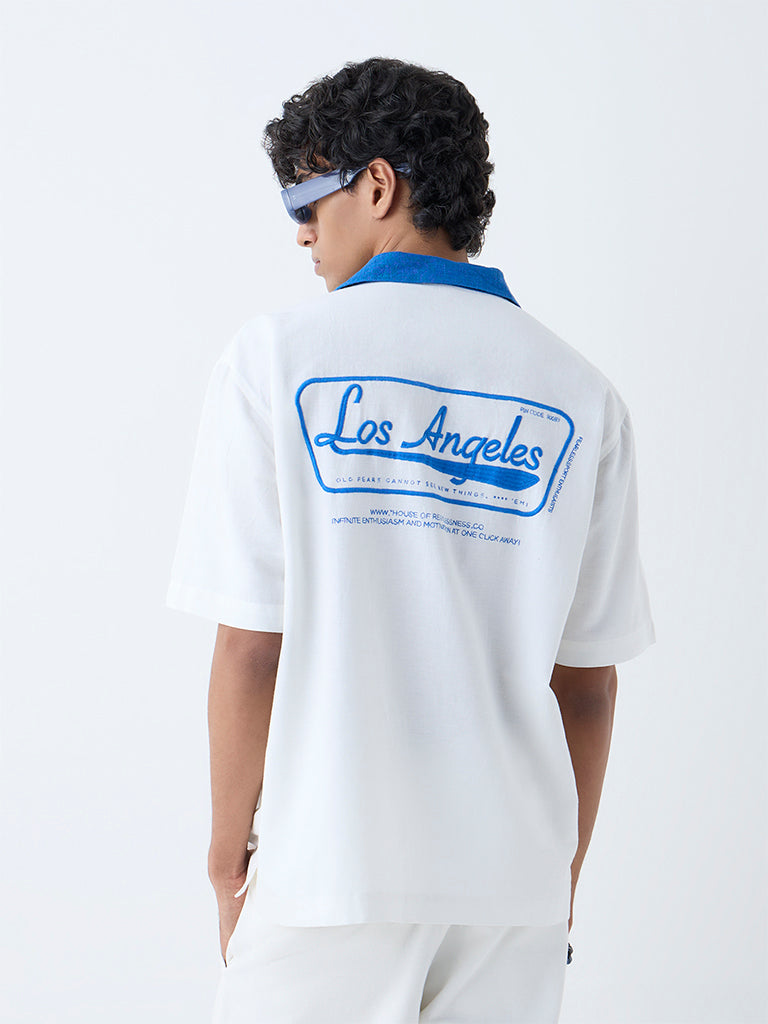 Nuon White Typographic Relaxed-Fit Shirt - Image 4