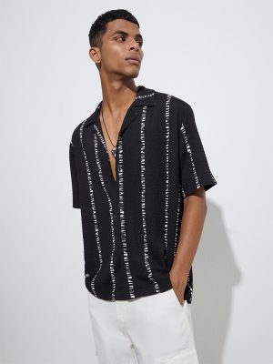 Nuon Black Printed Relaxed-Fit Shirt