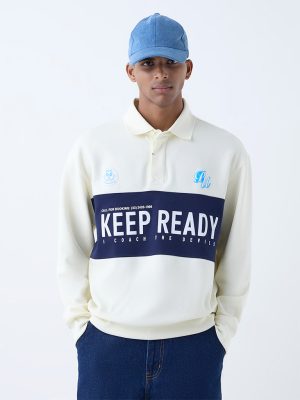 Nuon Off-White Relaxed-Fit Cotton-Blend Polo T-Shirt