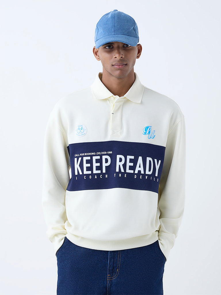 Nuon Off-White Relaxed-Fit Cotton-Blend Polo T-Shirt