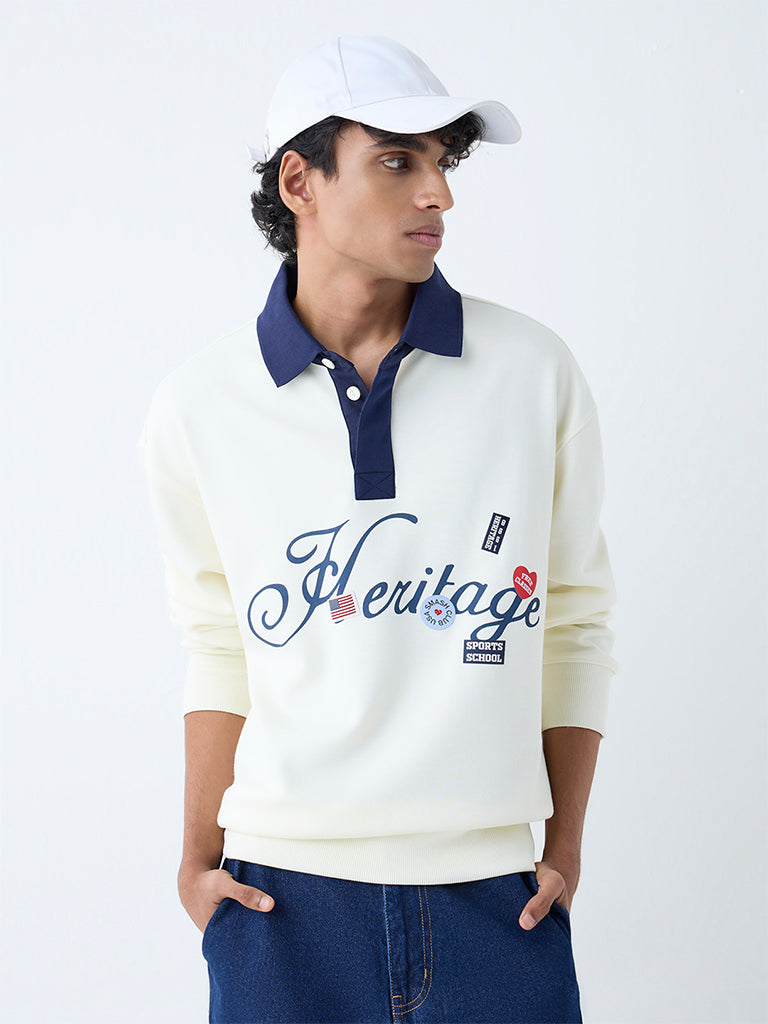 Nuon White Relaxed-Fit Cotton-Blend Polo T-Shirt