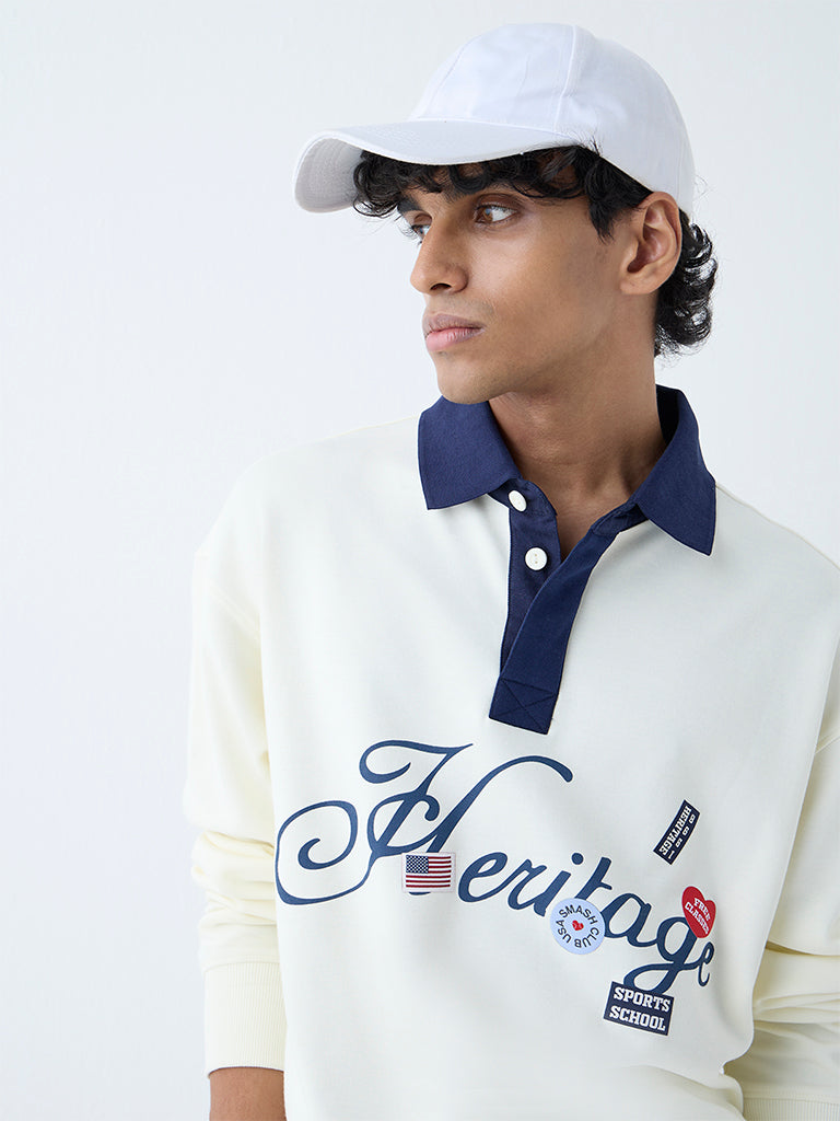 Nuon White Relaxed-Fit Cotton-Blend Polo T-Shirt - Image 3