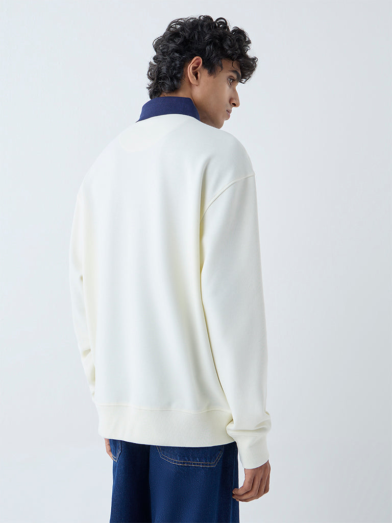 Nuon White Relaxed-Fit Cotton-Blend Polo T-Shirt - Image 4