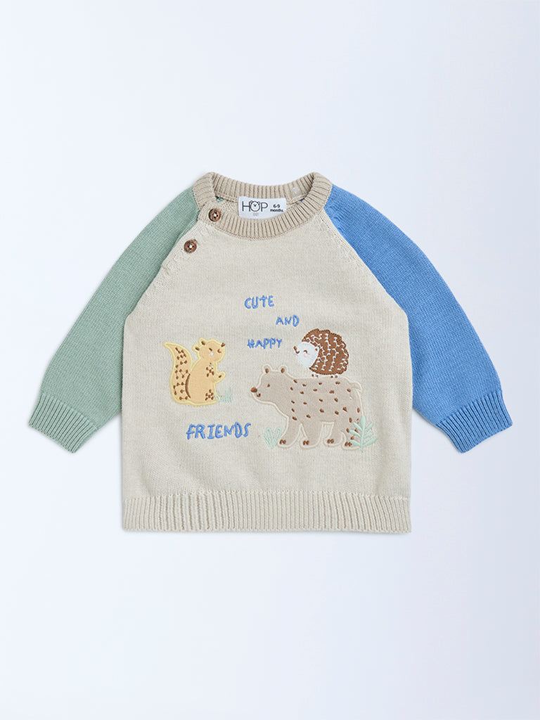 HOP Baby Multicolour Animal Design Cotton Sweater - Image 2