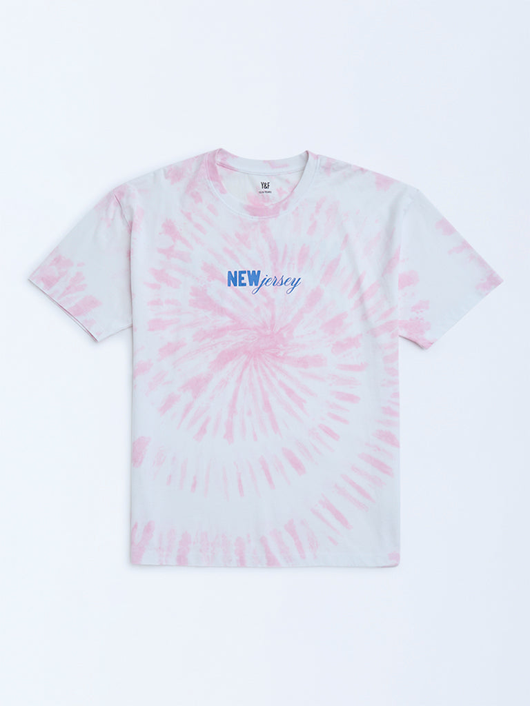 Y&F Kids Pink Tie-Dye Design Cotton T-Shirt