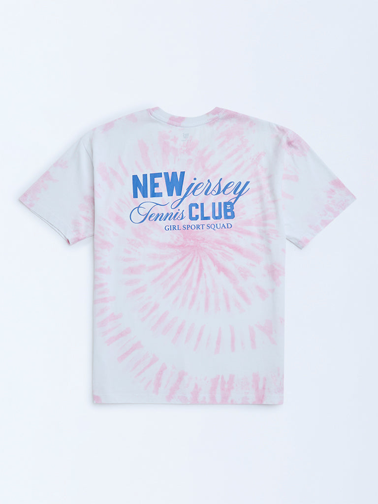 Y&F Kids Pink Tie-Dye Design Cotton T-Shirt - Image 3