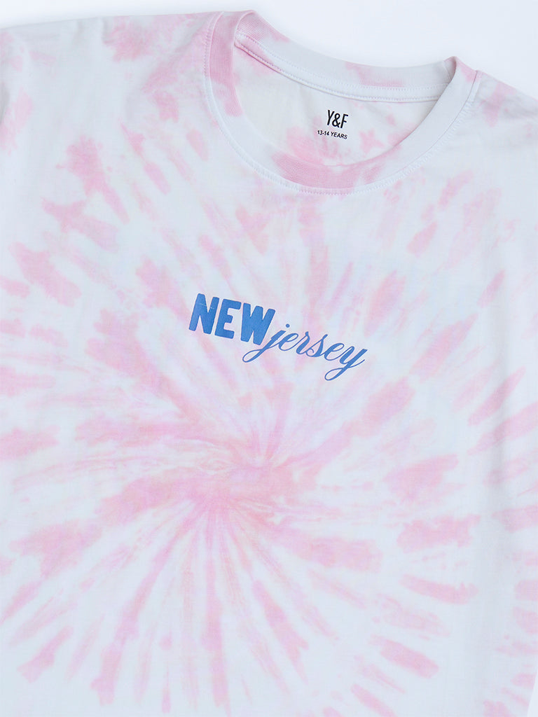 Y&F Kids Pink Tie-Dye Design Cotton T-Shirt - Image 4