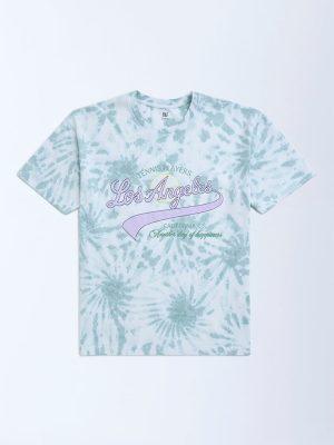 Y&F Kids Sage Tie-Dye Design Cotton T-Shirt