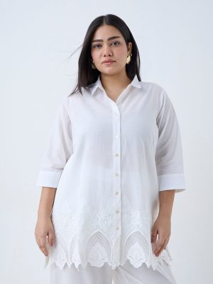 Diza White Floral Embroidered Ethnic Tunic