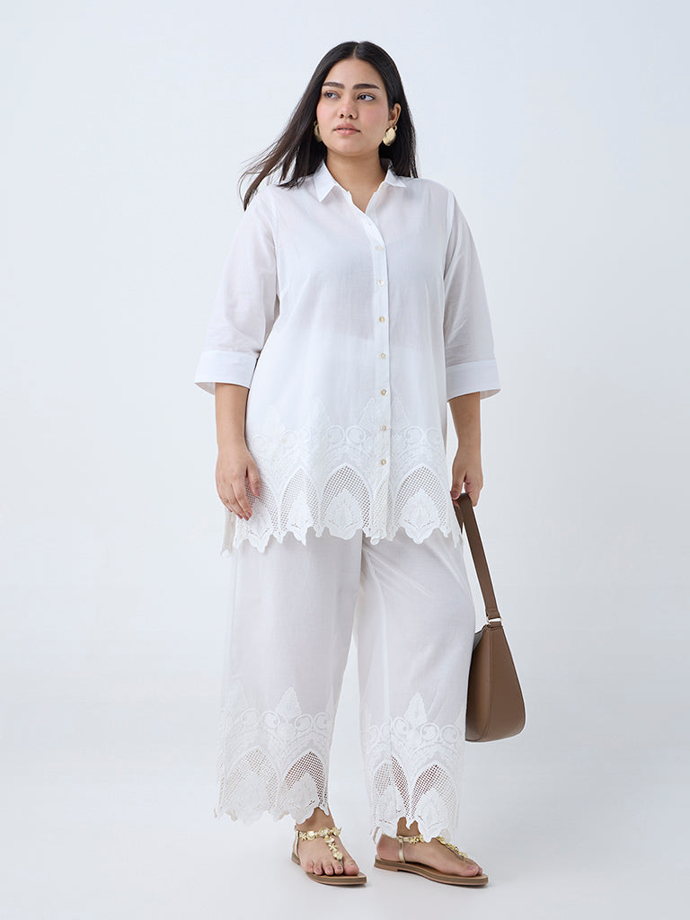 Diza White Floral Embroidered Ethnic Tunic - Image 2