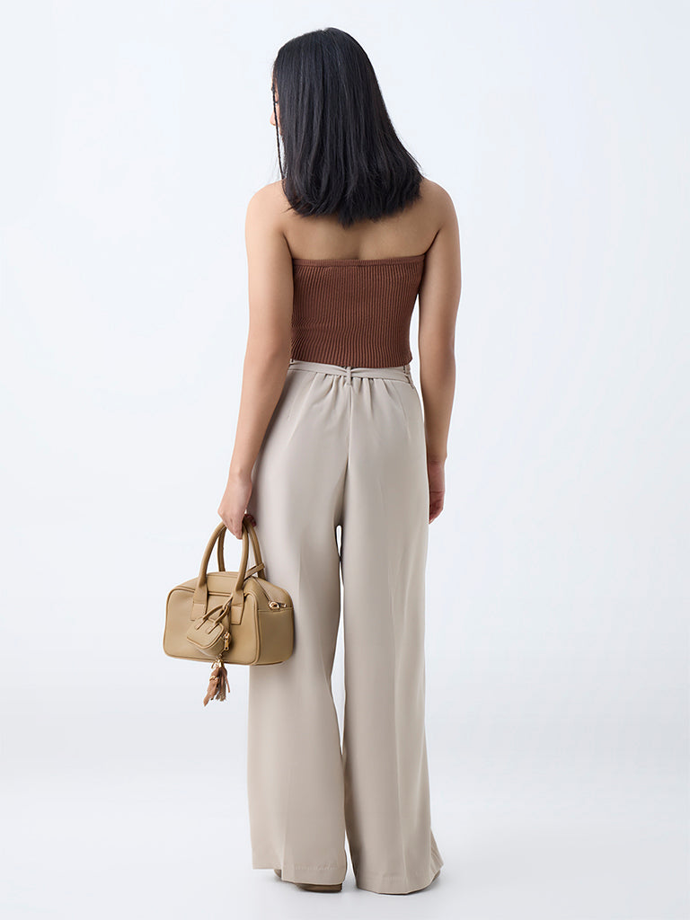 Nuon Brown Ribbed-Textured Tube Top - Image 4