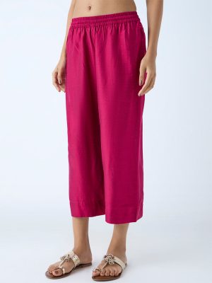 Utsa Fuchsia Solid Ethnic Pants
