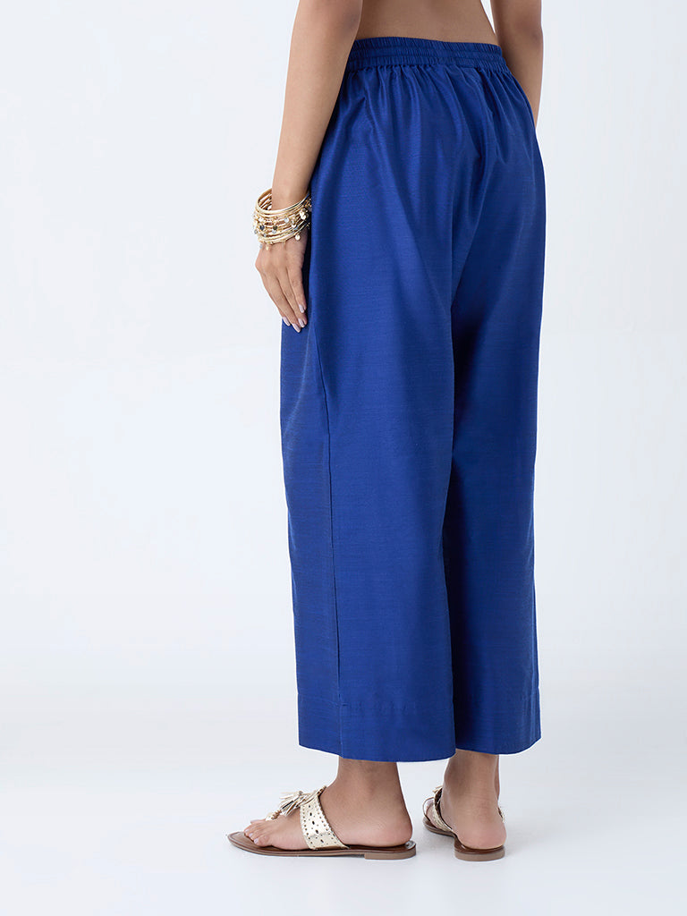 Utsa Blue Solid Ethnic Pants - Image 4