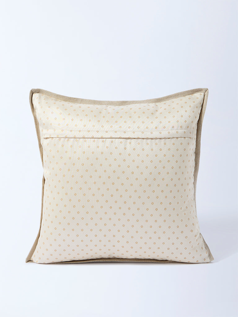 Westside Home Beige Dori Embroidered Cushion Cover - Image 3