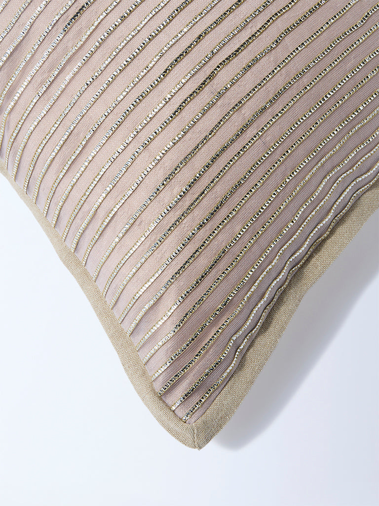 Westside Home Beige Dori Embroidered Cushion Cover - Image 4