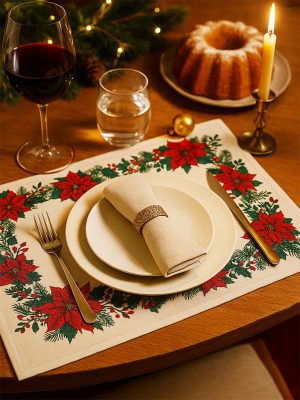 Westside Home Multicolour Christmas Poinsettia Placemats (Set of 4)