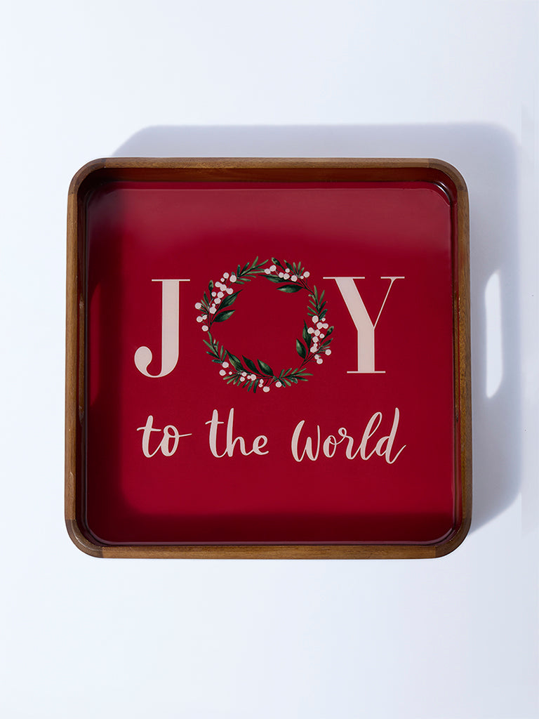 Westside Home Red Christmas Enamel Tray - Image 2