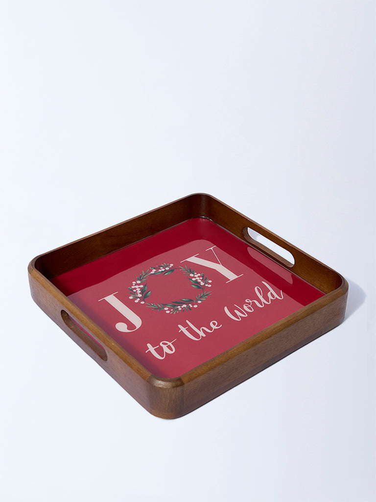 Westside Home Red Christmas Enamel Tray - Image 3