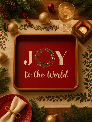 Westside Home Red Christmas Enamel Tray