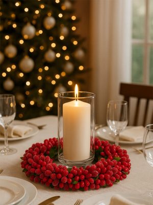 Westside Home Red Candle Wreath Christmas Decoration