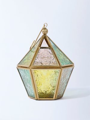Westside Home Multicolour Hexagonal Glass Lantern