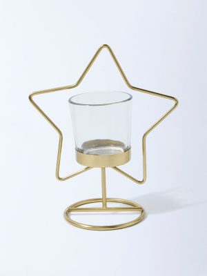 Westside Home Gold Star Tealight Candle Holder