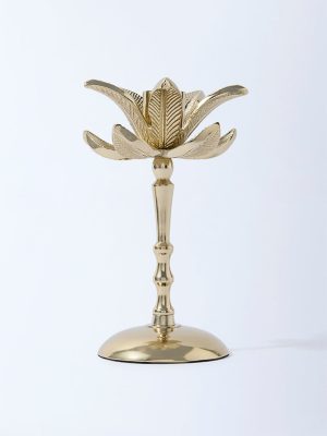 Westside Home Gold Leaf Design Candle Holder