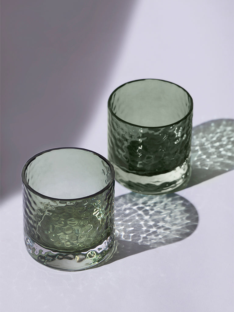 Westside Home Green Glass Votive Tealight Candle Holder (Set of 2) - Festive Season Gift - Image 2