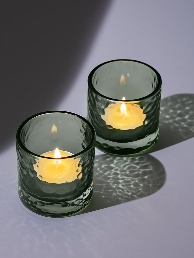 Westside Home Green Glass Votive Tealight Candle Holder (Set of 2) - Festive Season Gift - Image 4