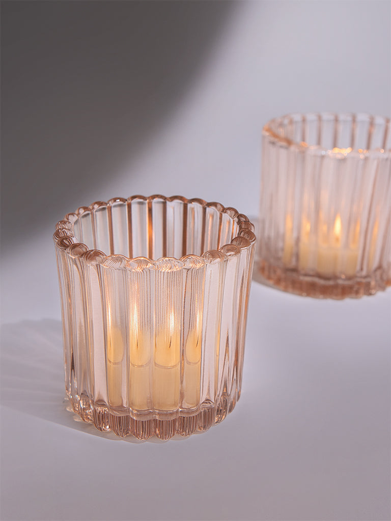 Westside Home Light Brown Glass Votive Tealight Candle Holder (Set of 2) - Festive Season Gift - Image 4