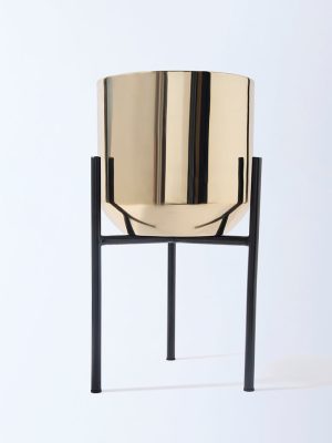 Westside Home Gold Round Pot with Stand